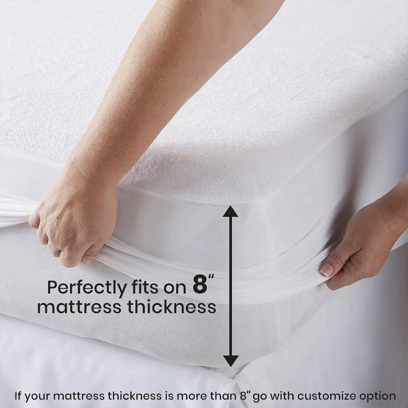 Premium Terry Cotton Mattress Protector – Maroon